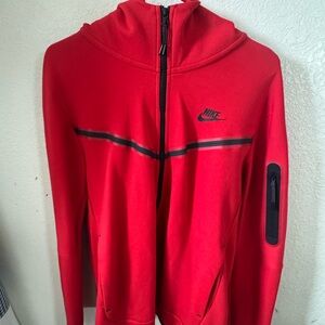 Nike Red Full-Zip Hoodie with Black Details